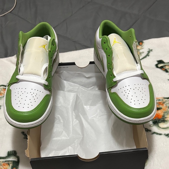 Green and White Sneakers with Yellow Logo - Picture 1 of 6